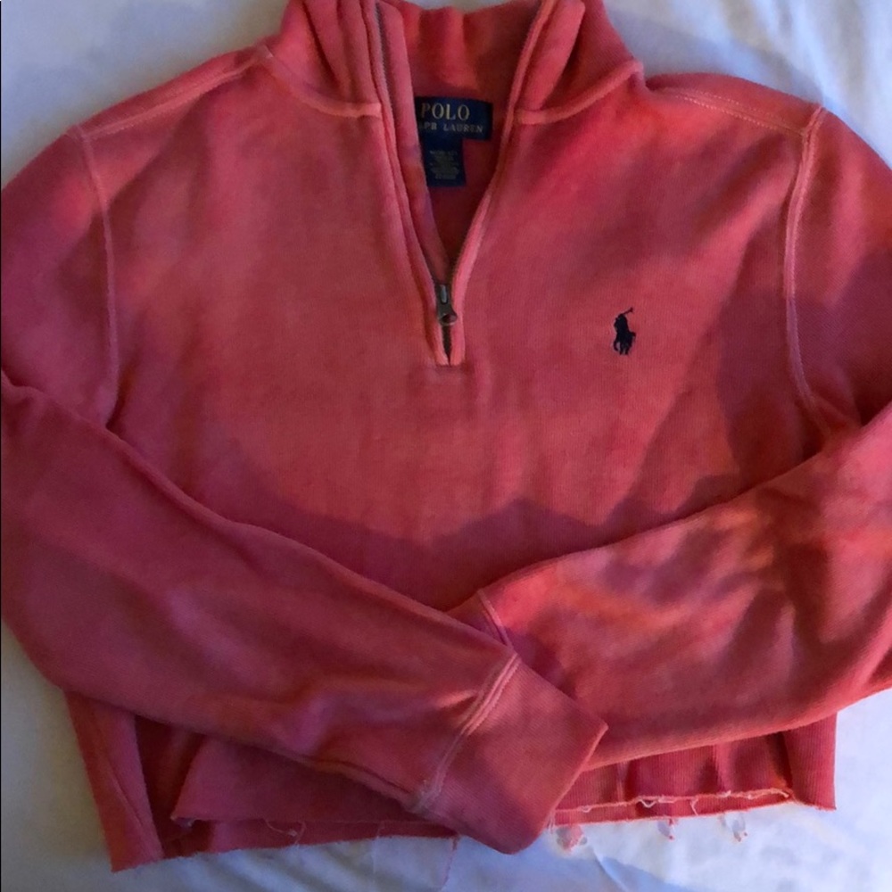 Cropped pink zip up